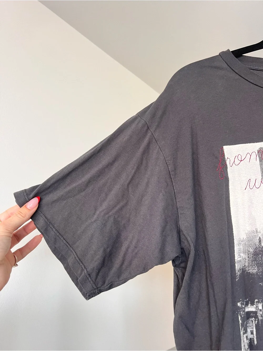 Z Supply Oversized Graphic T-Shirt Dark Gray/Black Size Medium